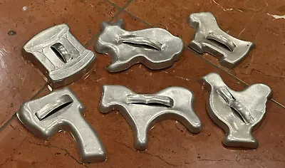 Mirro Vintage Aluminum Lot 8 Cookie Cutters Santa Hatchet Chicken Cat Dog Horse • $21.95