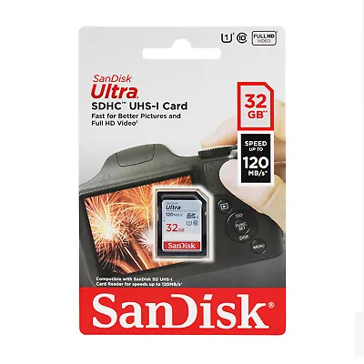 SanDisk 32GB Ultra SDHC UHS-I Memory Card Class 10 120 MB/s Full HD Camera • $8.05