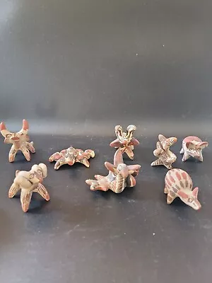 Vintage  Rare Clay Pottery Mexican Chiapas Mythical Figurine Mini Animals  8Pc • $109.99