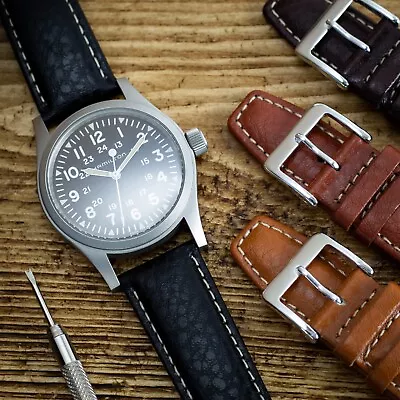 £17.95 • Buy Leather Watch Strap - Soft Amalfi Grain - 18mm 20mm 22mm - Black Brown Tan