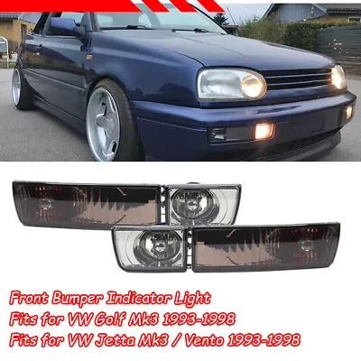 For VW Jetta MK3 Golf 1993-1998 Smoke Front Bumper Fog Light + Turn Signal Lamp • $64.39