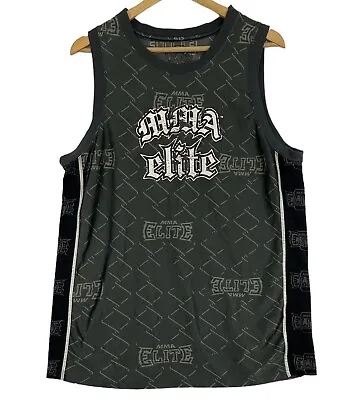 MMA Elite T-Shirt Sleeveless Mens Gray Y2K Tank Top Gothic Size L • $27.90
