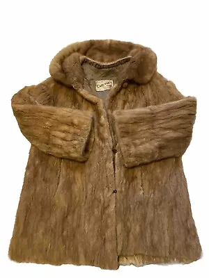 Vintage Carlsons Fur Coat Jacket Mink Beige Gold Color Collared Buttons Beauty • $35