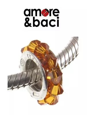 £14.99 • Buy AMORE & BACI 925 Silver & Swarovski Crystal TOPAZ SPACER Charm Bead RRP £29