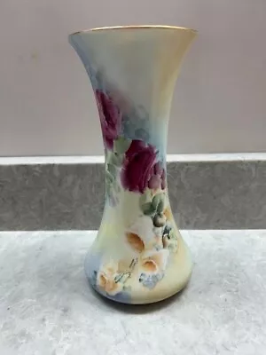 Antique D & C Deliniers & Co Limoges France Hand Painted 9”  Vase Pink • $99.99