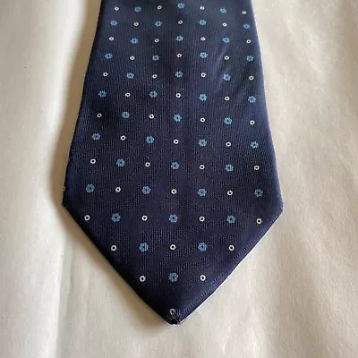 E.Marinella Napoli 100% Silk Blue White Floral Tie. L~ 60  • $39.99