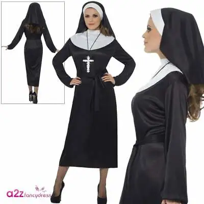 Ladies Nun (Longer Length) Sister Act Halloween Adult Fancy Dress Outfit UK 8-22 • £10.95