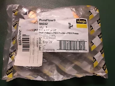 Viega PureFlow 84032 3/4 X1/2 X1/2   PEX Press 5 Pack New Sealed Bag • $34.95