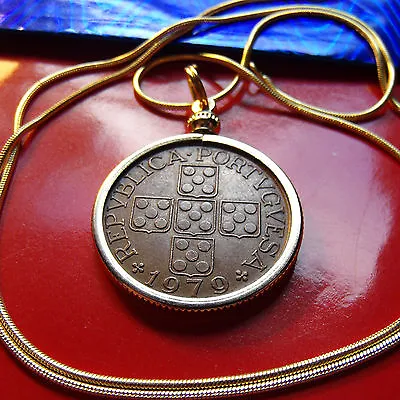 $56.07 • Buy Portuguese Escutcheon Cross Coin Pendant On 24  Golden Snake Chain