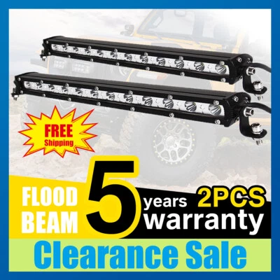 $32.49 • Buy 1/2PCS 13inch Slim LED Light Bar Single Row Spot Flood Combo Work Truck SUV ATV