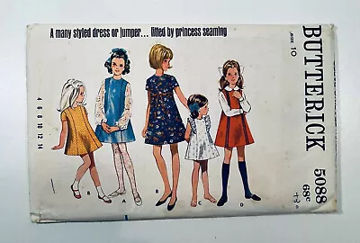 Vintage Butterick Sewing Pattern 5088 Girl’s One Piece Dress Or Jumper S10 UNCUT • $9