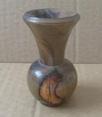 Vintage Israel Olive Wood Miniature Vase With Old Purchase Tax Sticker Judaica • $29