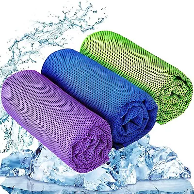 3 X EXTRA LONG MICROFIBER INSTANT COOLING TOWEL FAST DRY GYM YOGA OUTDOOR SPORTS • £3.99
