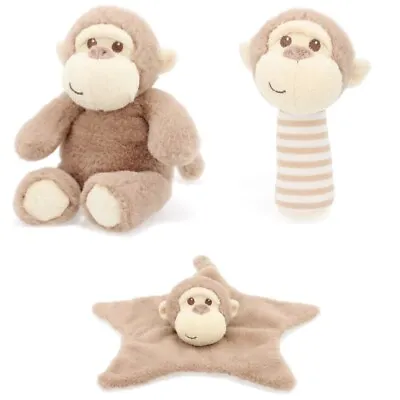 Baby Blankets Comforters Rattles Plush Monkey Baby Newborn Keel 100% Recycled • £6.79