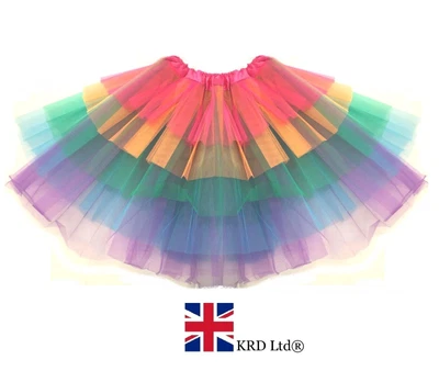 £5.58 • Buy Supreme Ruffle LAYERED RAINBOW TUTU Ra Ra Skirt Pride Party Fancy Dress CH UK