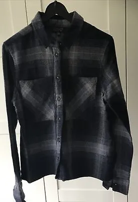 Ladies Blue Top Shop Cotton Flannel Shirt Checkered Checked Shirt Size 8 • £5