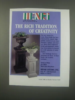£16.49 • Buy 1991 Henri Studio Inc. Ad - The Rich Tradition Of Creativity