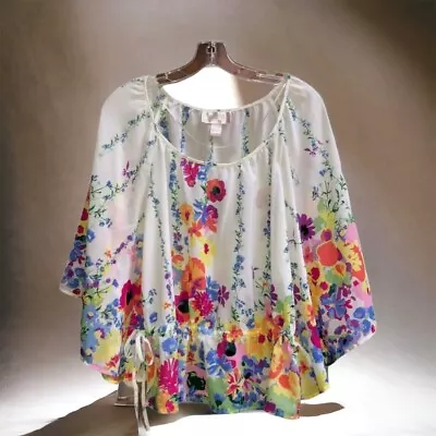 H&M Garden Collection 4 Boho Floral Flowy Blouse   • $20