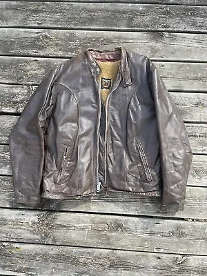 Vintage 60s Schott Brown Leather Cafe Racer Jacket Talon Zipper W/zip Out Liner • $275