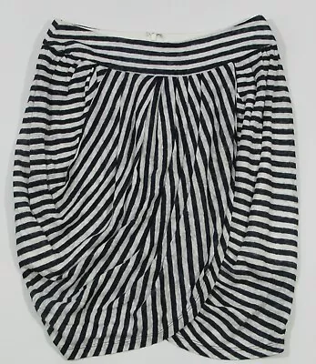 LIL ANTHROPOLGIE Size 4 Navy Blue/White Geometry In Motion Linen Knit Skirt NWT • $19.99