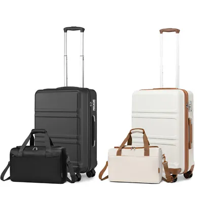 2PCS Travel Set ABS 20Inch Hard Shell Suitcase Hand Cabin Luggage & Duffle Bag • £34.99