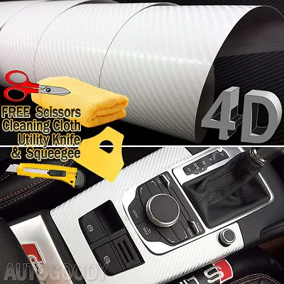 Premium 4D Gloss Carbon Fiber Vinyl Wrap Film Sticker Bubble Free Air Release • $8.92