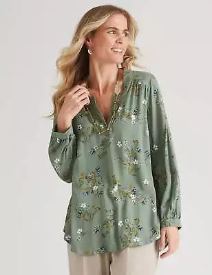 MILLERS - Womens Tops -  V Neck Printed Rayon Top • $15.43