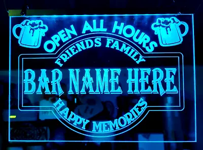 Mancave Light Up Bar Sign LED Personalised With Bar Name 7 Colours 3 Flashing • £27.99