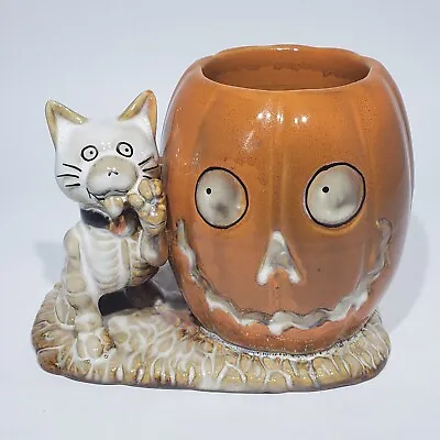 $24.95 • Buy Yankee Candle Boney Bunch Halloween Cat Skeleton Pumpkin Votive Tealight Holder