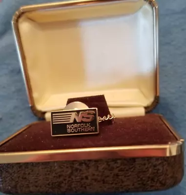 10K Gold Tie Tack Pin Norfolk Southern With Case • $32