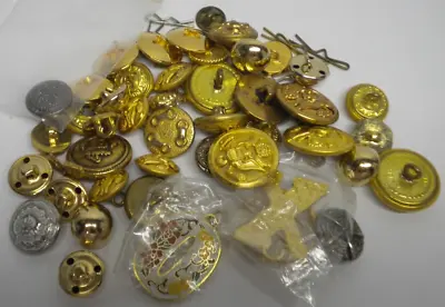 Lot Of Vintage Buttons Military Anchors Eagles US Gold Tone Junk Drawer Lot • $15.99