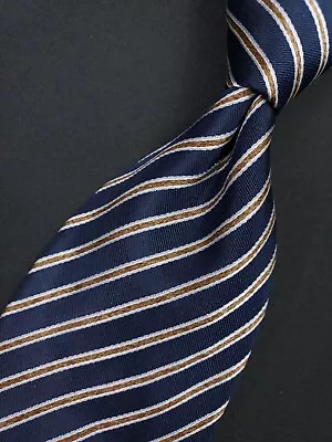 Pal Zileri Navy Blue Yellow White Striped 100% Silk Made In Italy Men's Neck Tie • $19.99