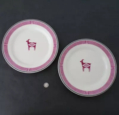 Pair HOMER LAUGHLIN Replica MIMBRENO Salad Plate ANTELOPE Santa Fe RAILROAD RR • $69.99