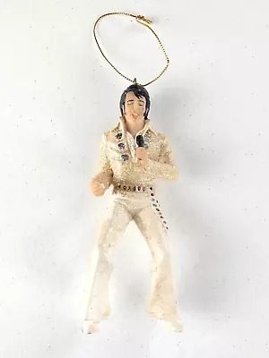 2004 EPE Elvis Presley Christmas Ornament White-Gold Glitter Suit Singing King • $11.99