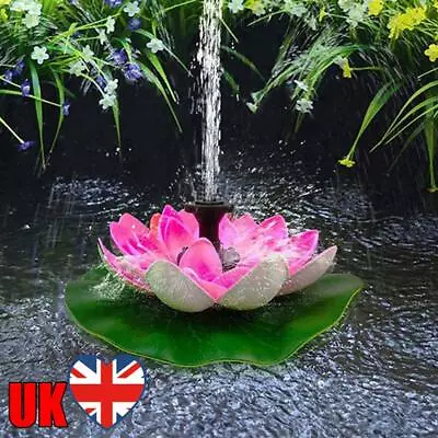 Lotus Shape Pond Decorations Life Up To 20000 Hours Solar Powered Fountain Pump • £12.47