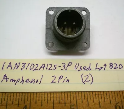 1 AN3102A12S-3P Military Receptacle 2 Pins AMPHENOL Lot 820 Made In USA • $8.99