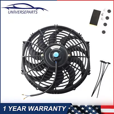 1X 12 Inch Universal Slim Pull Push Radiator Engine Cooling Fan 12V W/ Mount Kit • $18.89