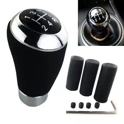 $23.61 • Buy Black Genuine Leather Manual 5 Speed Car Gear Stick Shift Knob Lever Handle Kit
