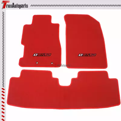 Fits 01-05 Honda Civic Coupe Sedan EM2 Red Floor Mats Carpets Nylon 3PC Set • $57.99