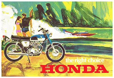 Honda CB350 1968 Motorcycle – Vintage Advertising Poster • $19.95