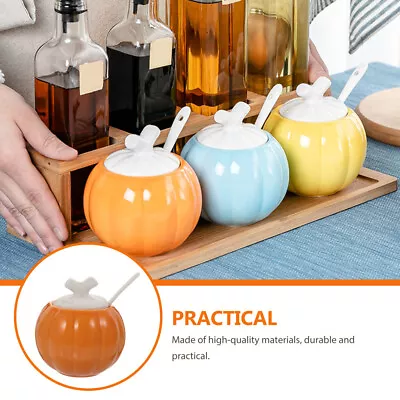  Ceramics Seasoning Jar Pumpkin Shape Container For Salt Storage Tank • £15.98