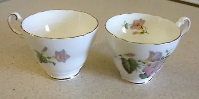 £7.99 • Buy REGENCY BONE CHINA - 2 Matching Footed Floral Tea Cups W/ Gilt Edging, England