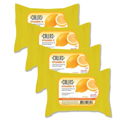 Callas Vitamin C Cleansing & Make Up Remover Wipes *New* (4 Pack) Free USA Ship • $16