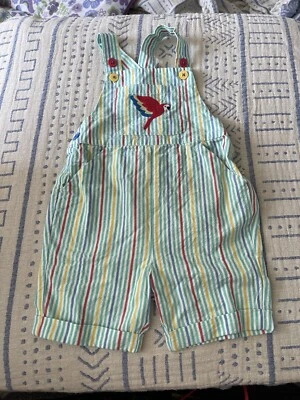 £0.99 • Buy Frugi Seersucker Rainbow Parrot Dungarees 12-18 Months