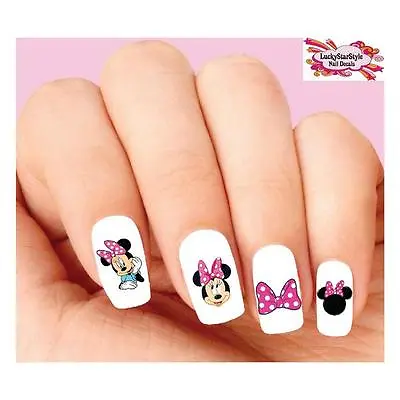 Waterslide Nail Decals Set Of 20 - Minnie Mouse With Pink Bow Assorted • $2