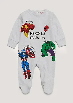 Marvel The Avengers Baby Boys Sleepsuit Babygrow 0-6 Months NEW • £12.99