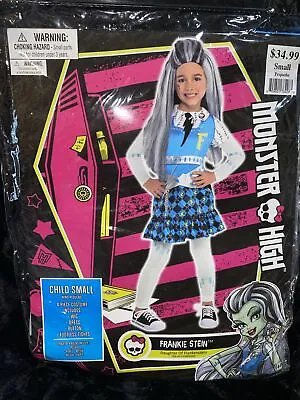 Monster High Frankie Stein Dress Tights Wig Costume Child Small 4-6 Girls • $13.86