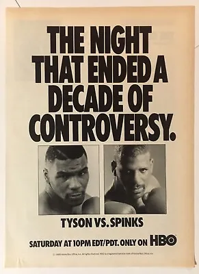 Mike Tyson Michael Spinks HBO Boxing 1988 Vintage Print Ad 7.5x10.5 Inches • $7.95