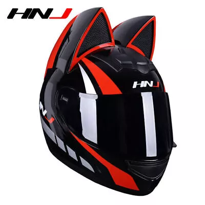 Personality Cat Ears Motorcycle Full Helmet Winter Warm Biker Racing Helmets DOT • $125.95