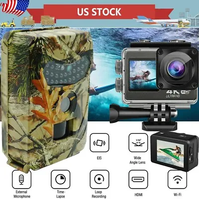 $89.99 • Buy Action Camera Wifi 4K Touch Screen Cam Sports Camcorder HD Hunting Trail Camera